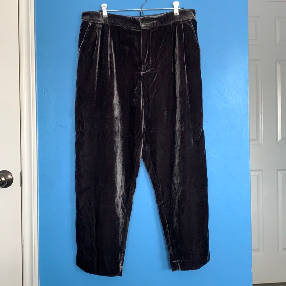 Madewell Grey Velvet Tapered Pleat Pull-on Pants